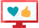 screen with heart and thumbsup