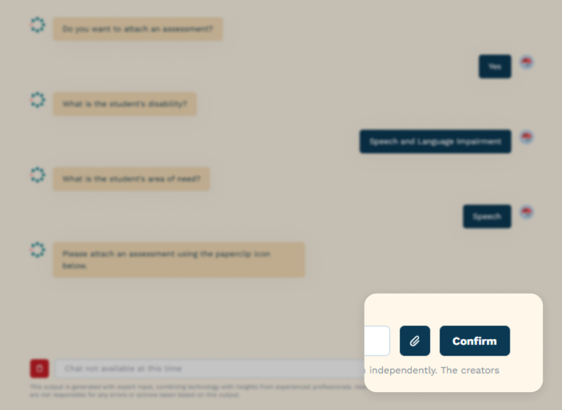 Paperclip to upload an assessment UI image